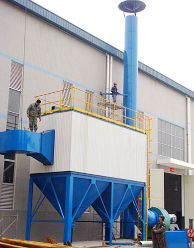 2個箱體的氣箱脈沖袋式除塵器安裝完畢圖